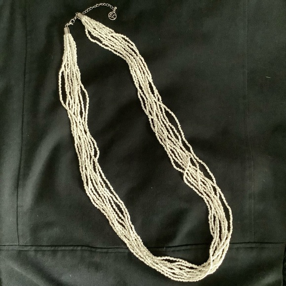 Multi-strand White Seed Bead Necklace Erica Lyons 37” - 41” Adjustable Versatile - Picture 9 of 11